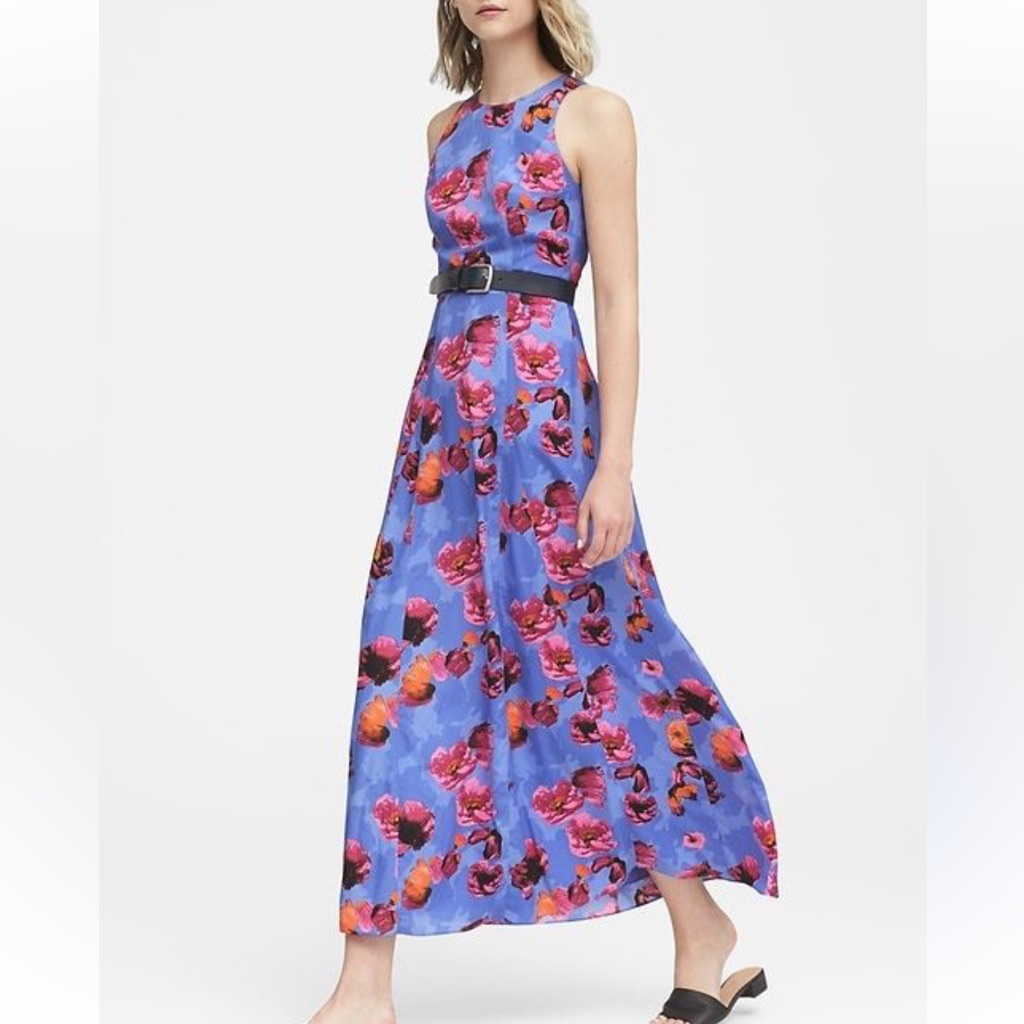 Banana Republic Floral Maxi Skirt In Blue And Pink